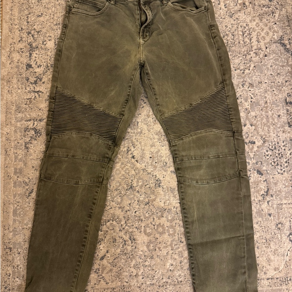 Crysp Denim 36 x 32 olive jeans bikers style slim